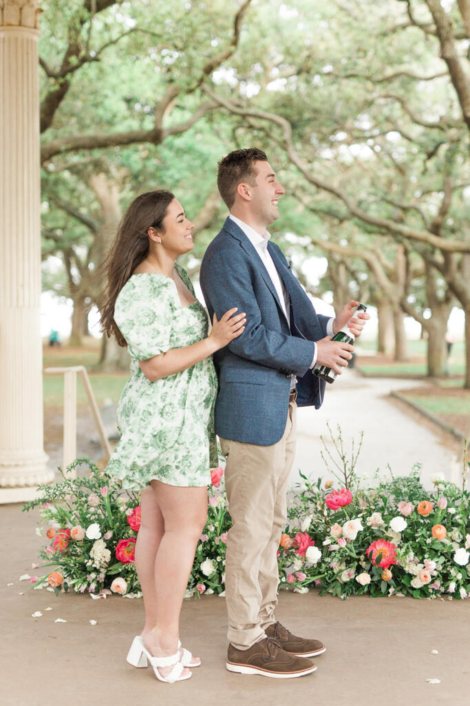 Luxury marriage proposal planner, luxury marriage proposal photographer, Charleston proposal photographer, Charleston wedding photographer, hotel bennett proposal, hotel bennett wedding, charleston proposal, charleston proposal locations, white point garden proposal, white point garden wedding, painted champagne bottle, laura and rachel photography, hotel emeline wedding, hotel emeline prposal, frannie and the fox proposal, frannie and the fox wedding, the walt bus, Charleston Low country valet bus