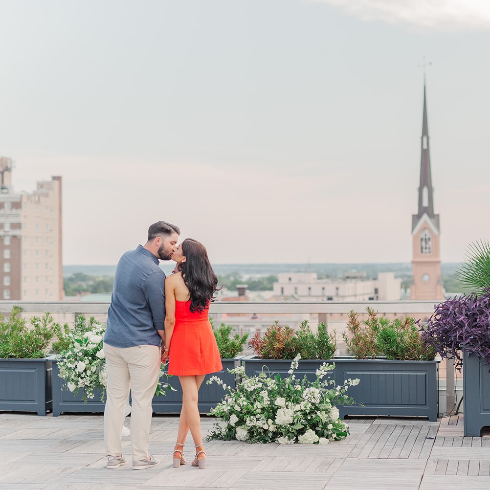 Luxury Rooftop Charleston Proposal | The Dewberry Charleston Proposal | Charleston Proposal Photographer | Charleston Proposal Planner | Laura and Rachel Photography