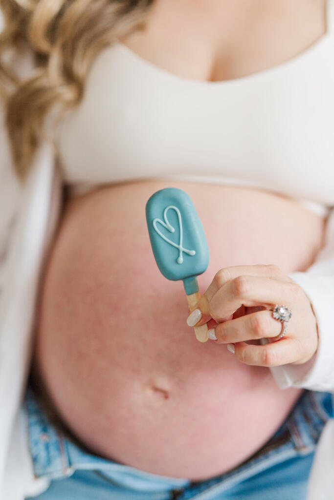 Charleston studio maternity photography featuring soft natural light and neutral styling | Laura and Rachel Photography